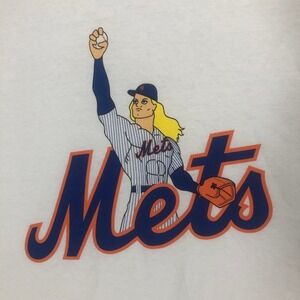 Mets T-Shirt‎ Baseball Graphic Tee White Short Sleeve Gildan Men's Size XL